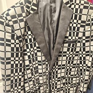 Tomfear Black and Grey Checkered Blazer
